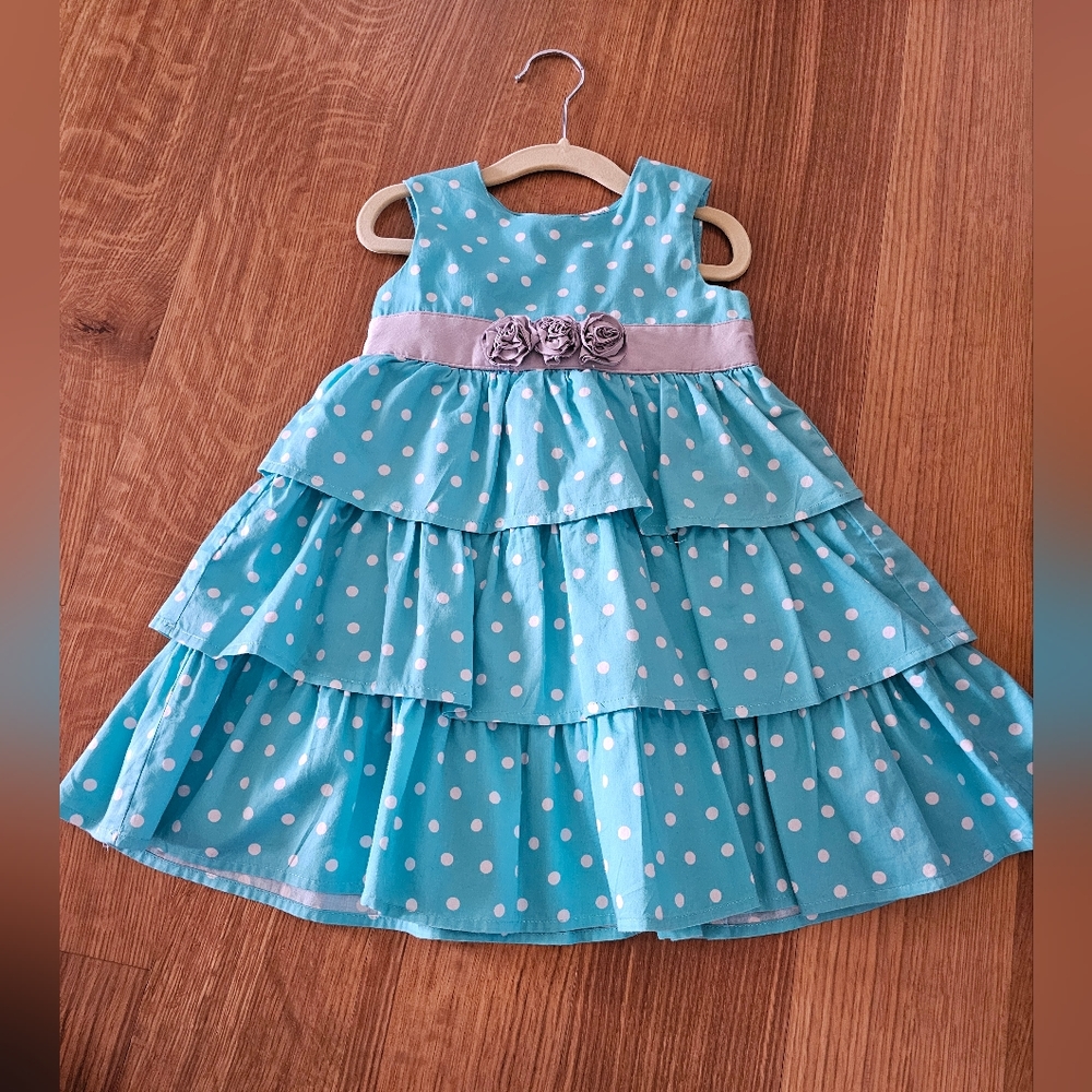 Carters Teal Ruffle Polka Dot Dress 3T